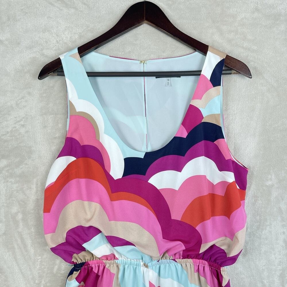 Trina Turk Dizzy Jumpsuit Wide Leg Abstract Multicolor Wave Size 10 (No Belt) - Picture 2 of 14